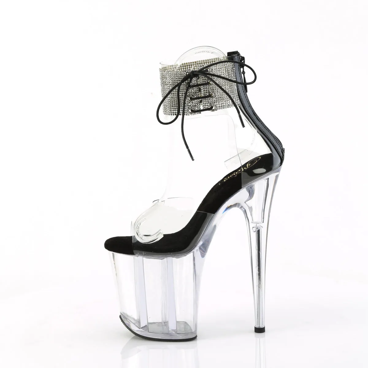 8 Inch Heel FLAMINGO-824RS Clear Black Clear