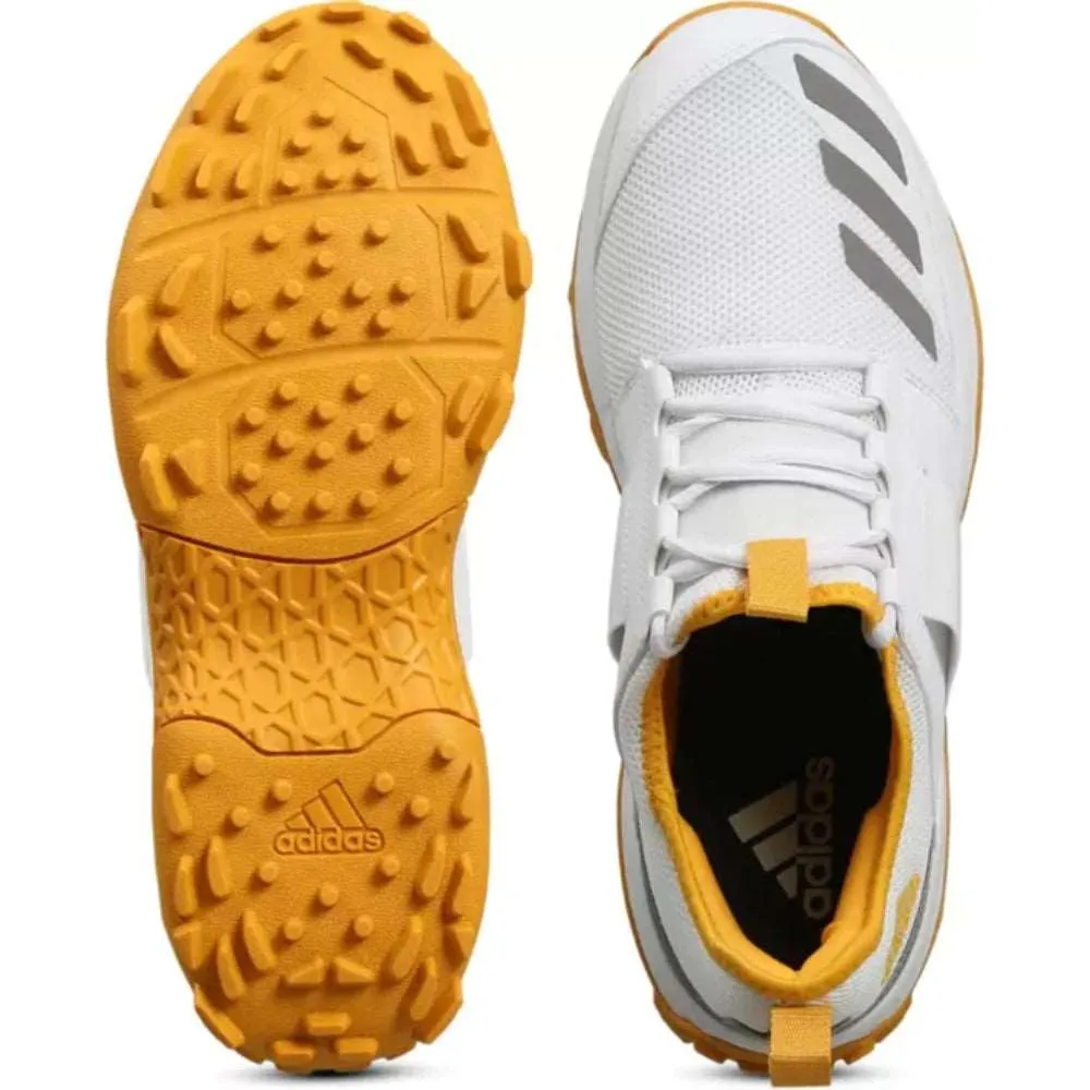 Adidas Men's Cricup 23 Cricket Shoe (Cloud White/Dove Grey/Active Gold)