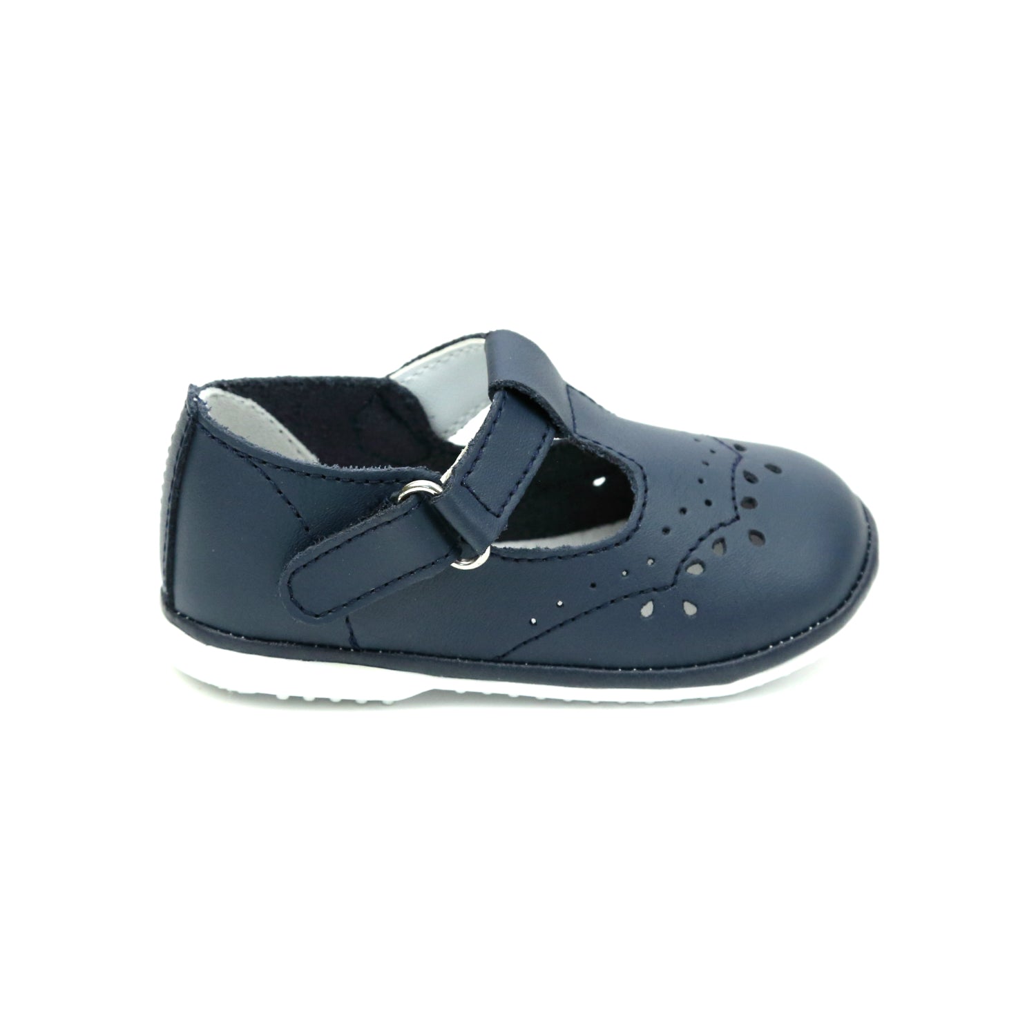 Birdie Navy Leather T-Strap Mary Jane (Baby)