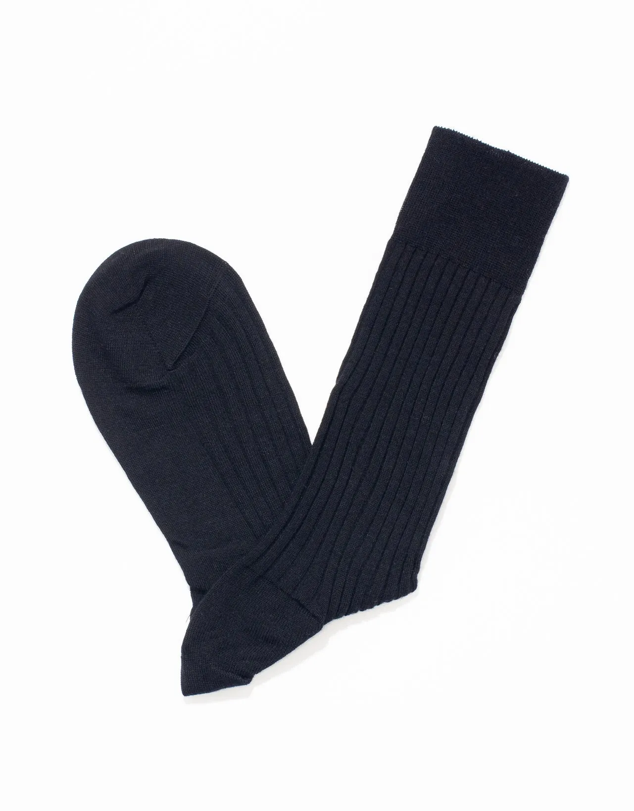 BLACK MID-CALF HOSE WOOL SOCKS