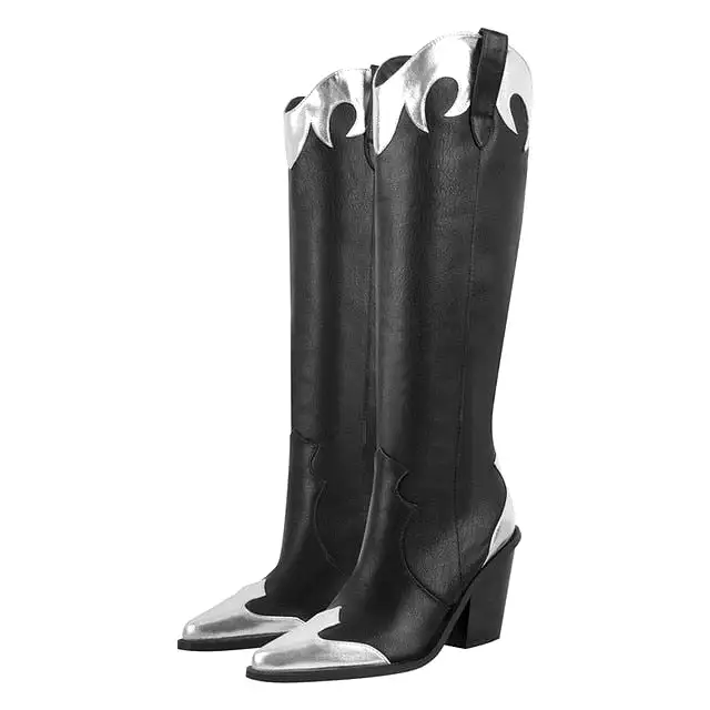 Boots Queen Tavered (Black and silver)