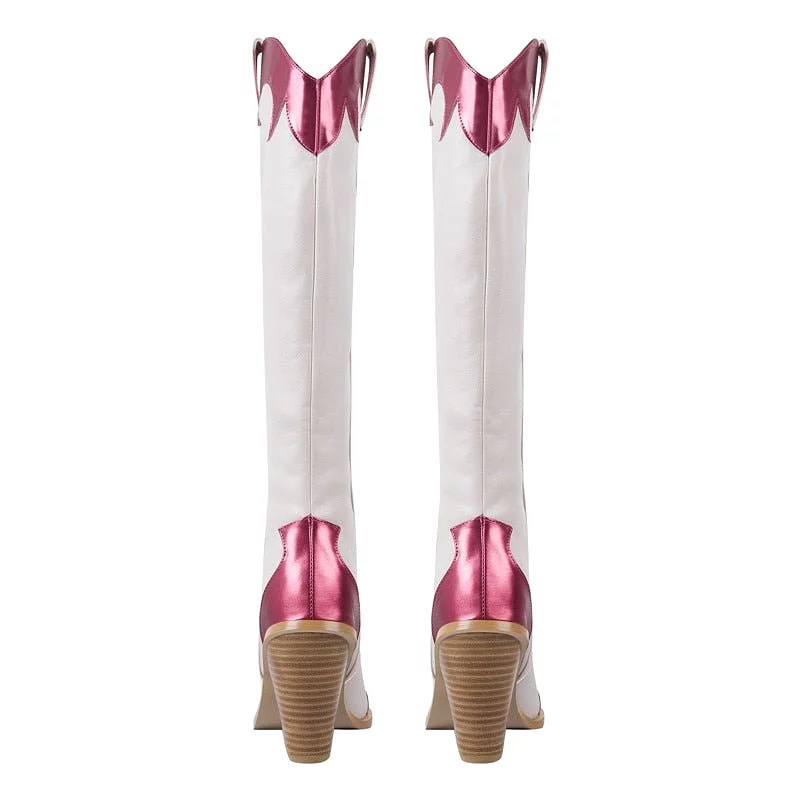 Boots Queen Tavered (White and fuchsia)