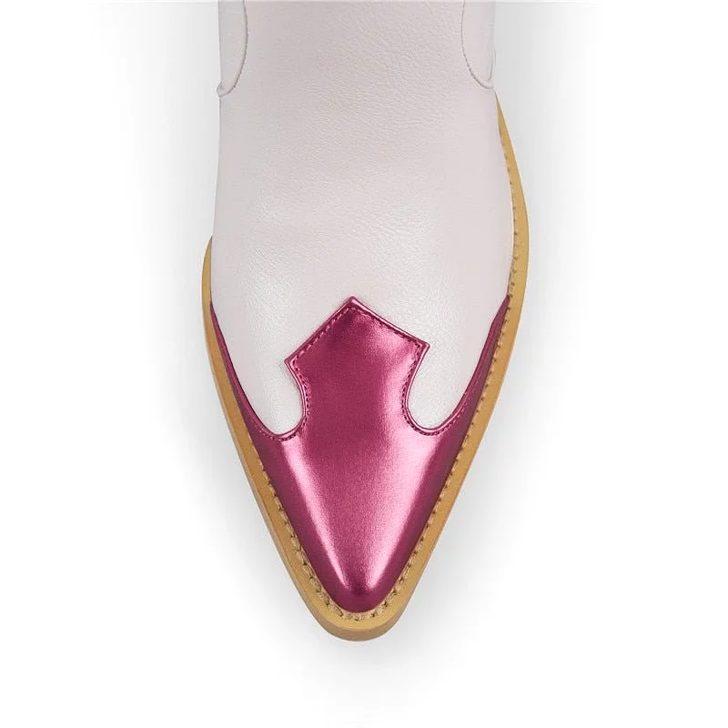 Boots Queen Tavered (White and fuchsia)