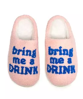 Bring Me A Drink Slippers - Light Pink/Blue