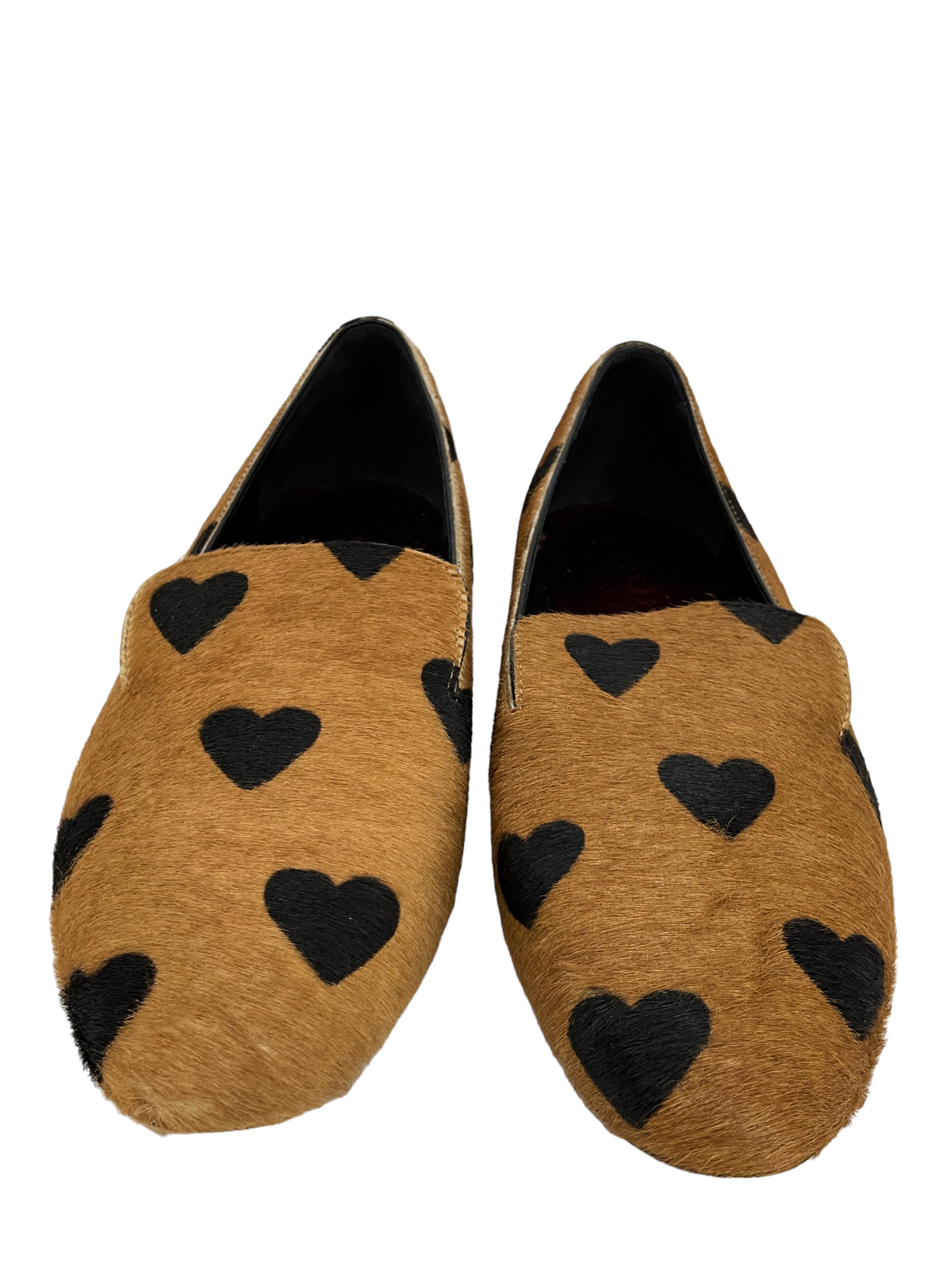 BURBWERRY Pony Hair Heart Print Flats Size 7.5