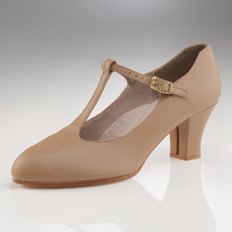 Capezio Jr. Footlight T-Strap Character Shoes - Caramel