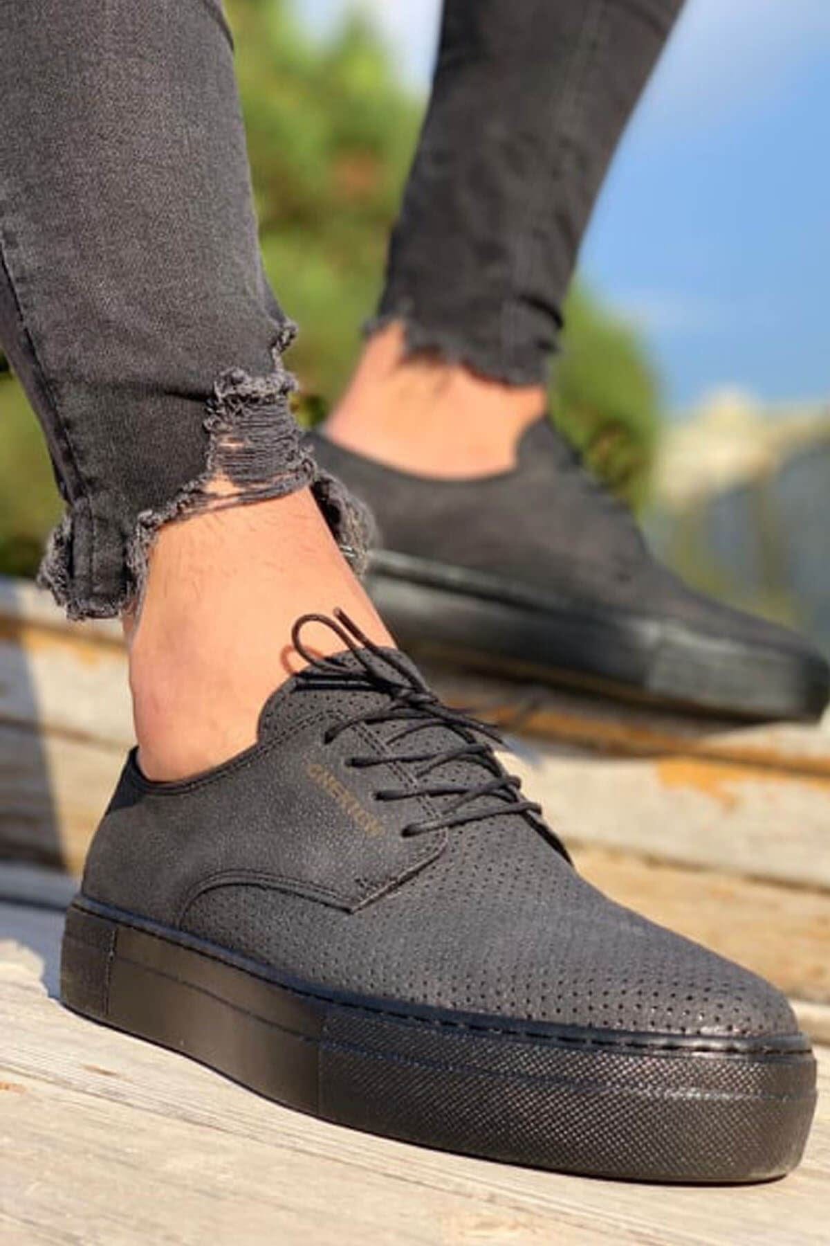 Chekich Men's Lace-up Casual Black Shoes ch061