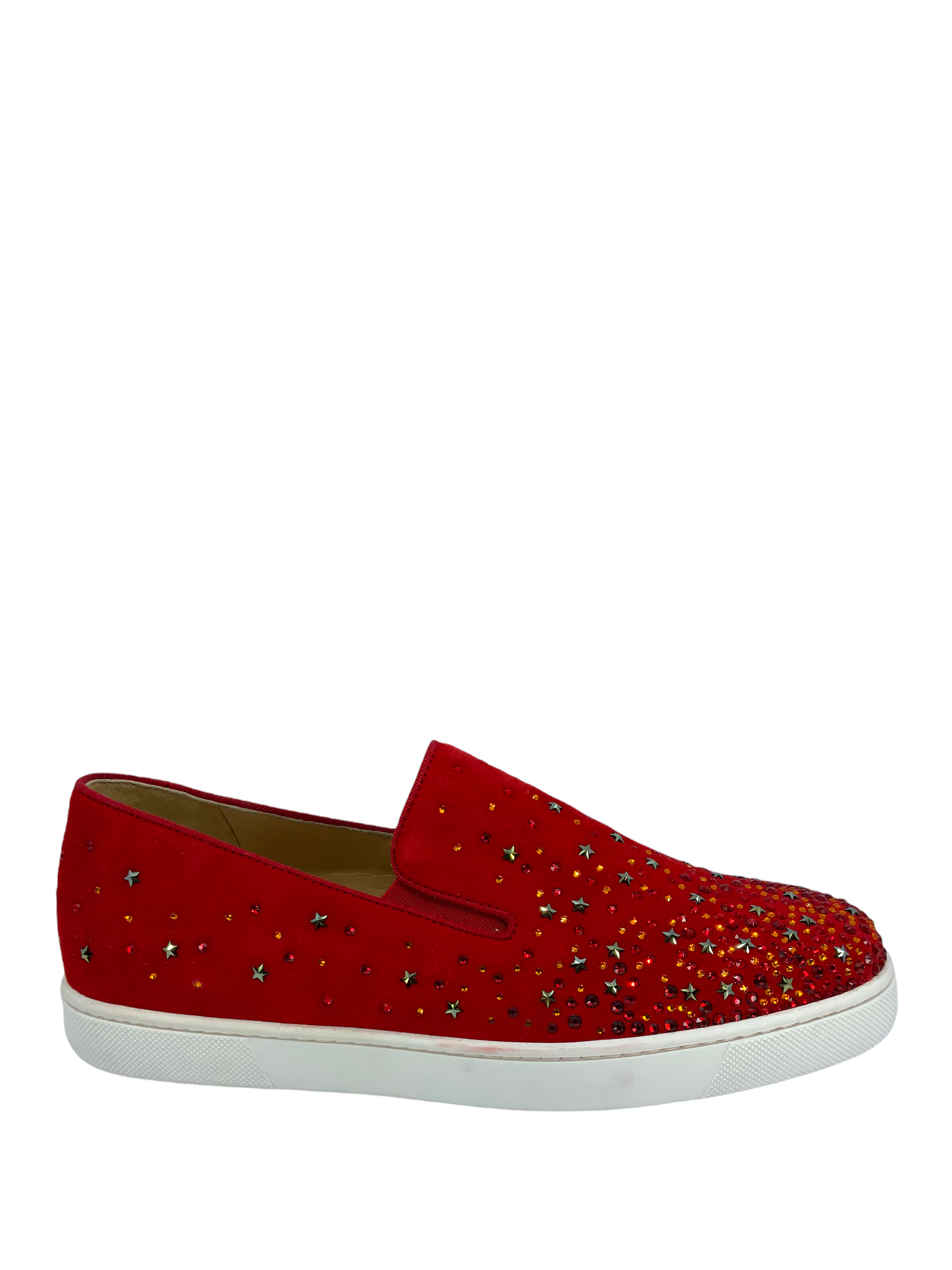 Christian Louboutin Suede Crystal Star Dolcita Boat Flats Size 9