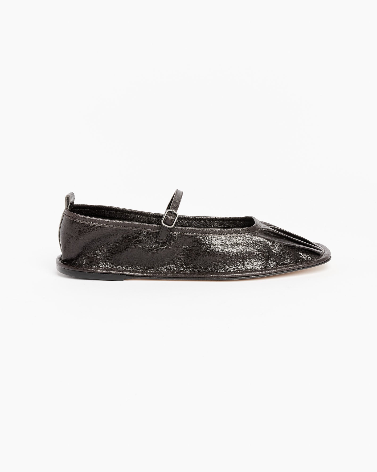 Dansa Pleated-Toe Mary Jane Flat in Ebony