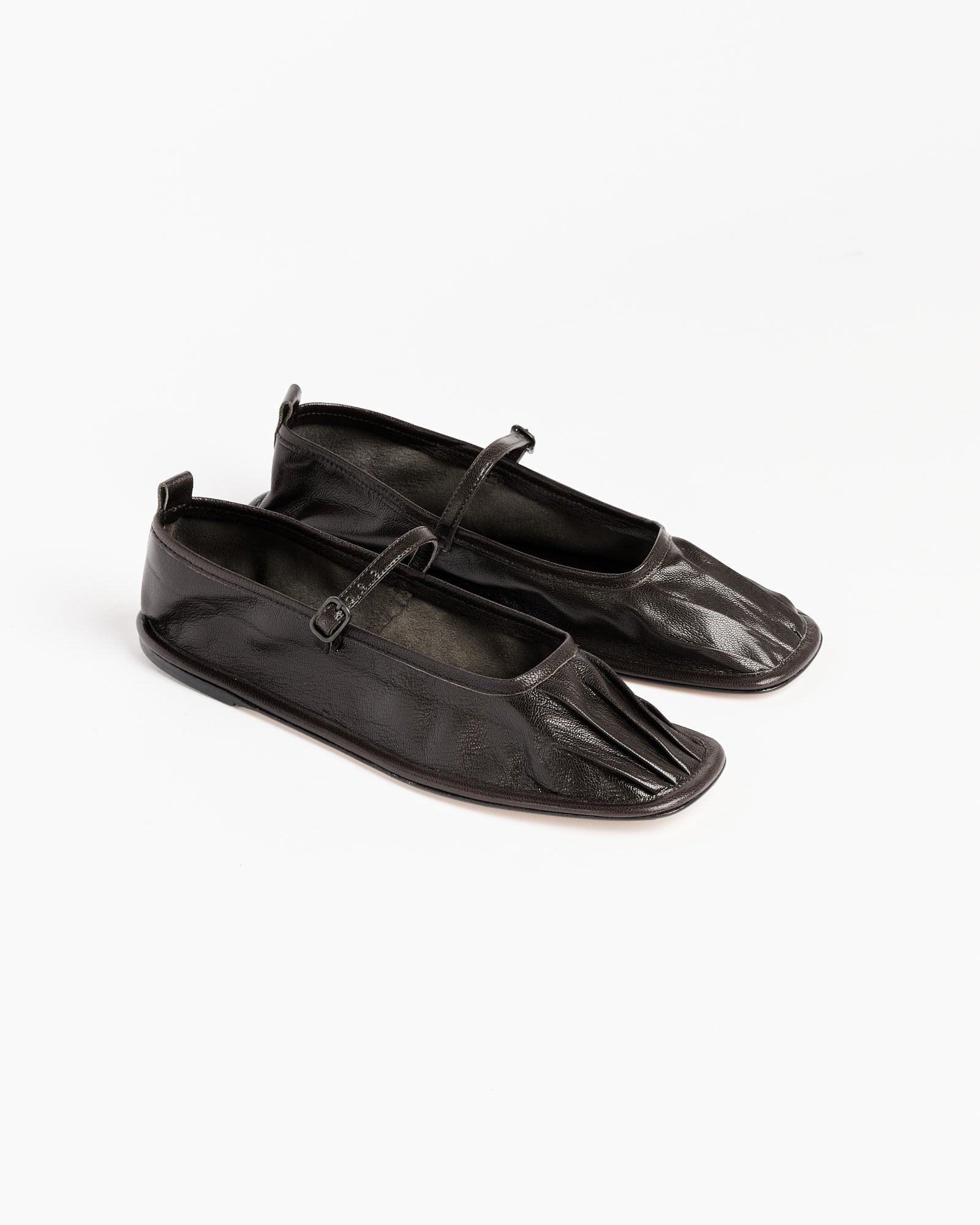 Dansa Pleated-Toe Mary Jane Flat in Ebony