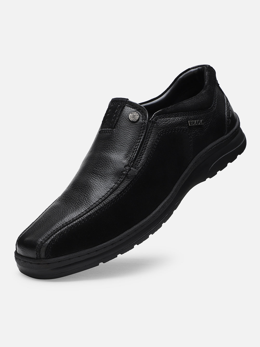 Ezok Black Leather Casual Shoes