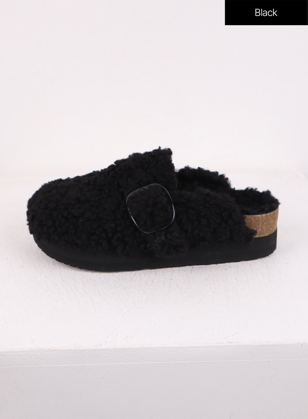 Faux Shearling Buckle Clogs CJ424