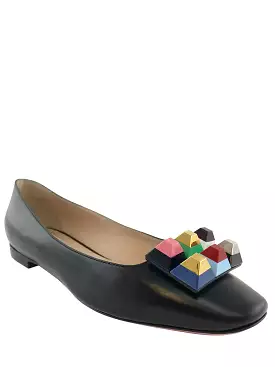 Fendi Rainbow Studded Leather Skimmer Flat Size 10