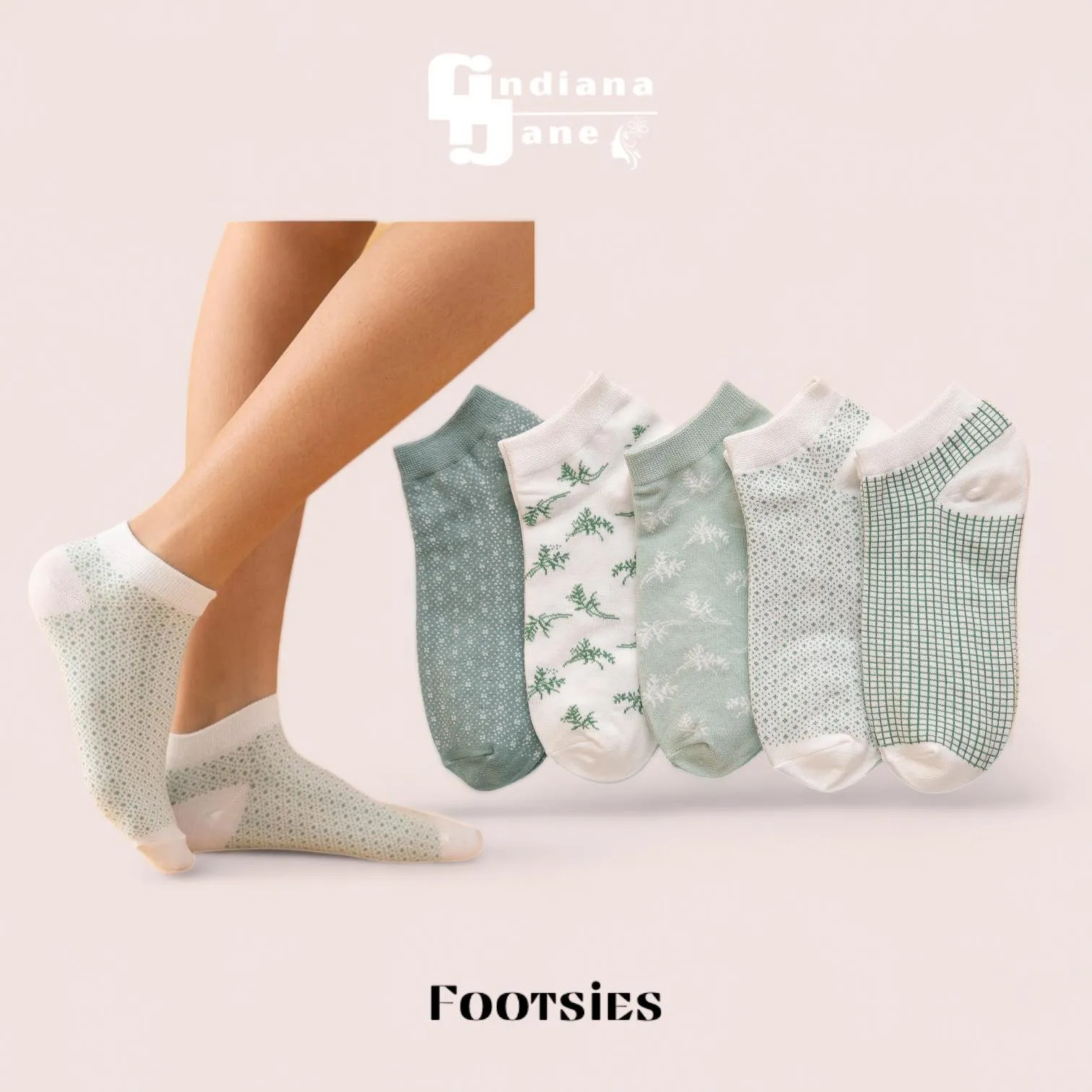 FOOTSIES 5pairs Set Cute Pattern Ankle Socks