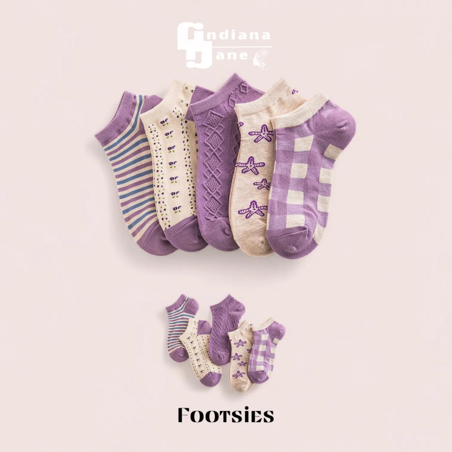 FOOTSIES 5pairs Set Cute Pattern Ankle Socks