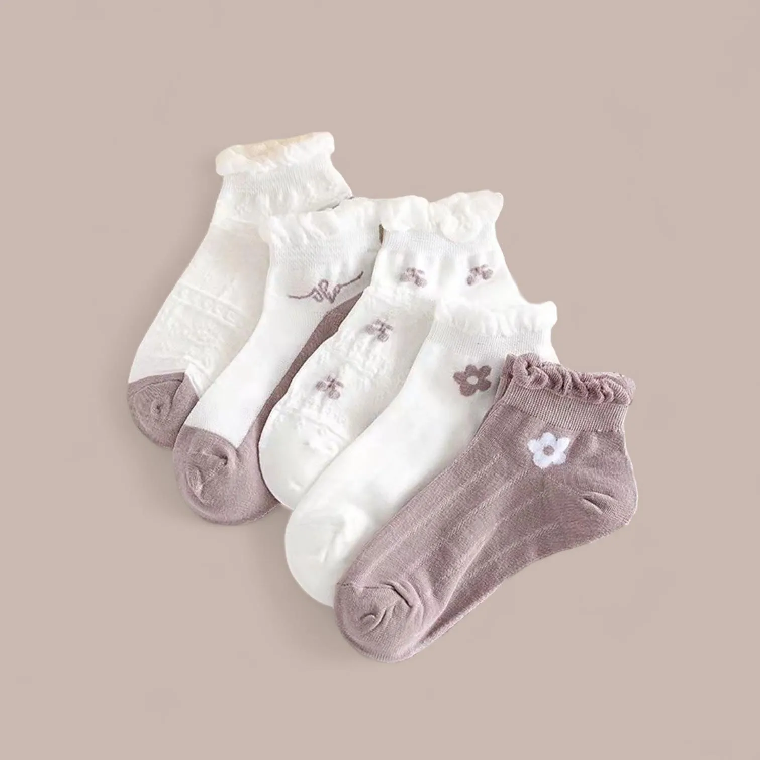 FOOTSIES 5pairs Set Cute Pattern Ankle Socks