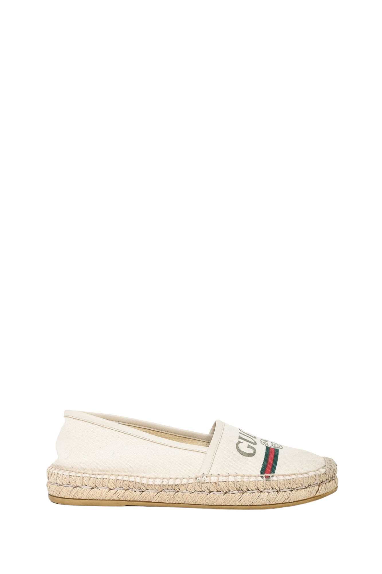 Gucci Cream Canvas Web Logo Espadrille Flats sz 35.5