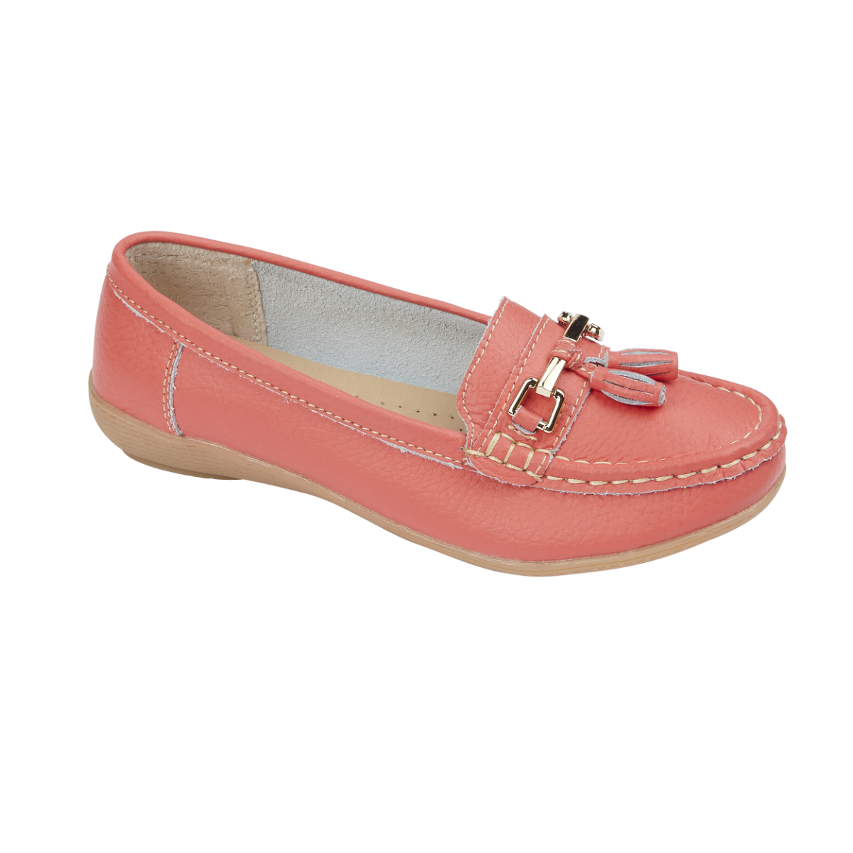 Ladies Leather Slip on Coral Shoes Nautical Flat Jo & Joe