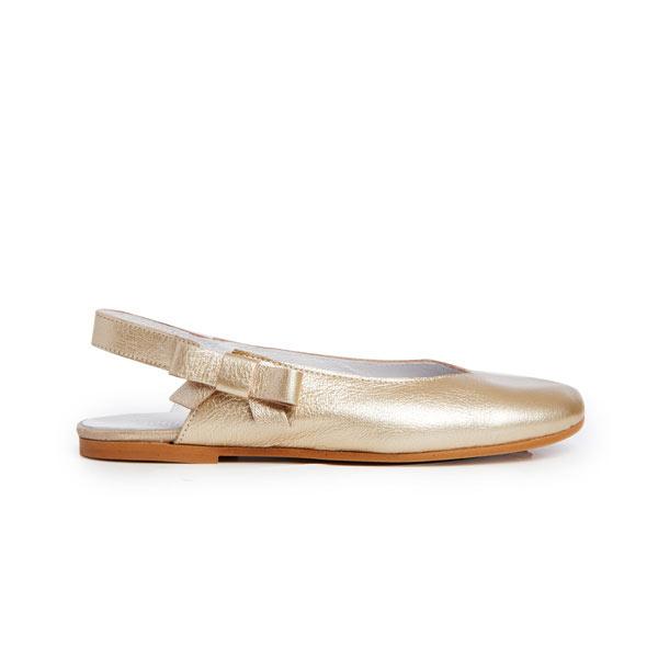 Leather Slingback Flats in Gold