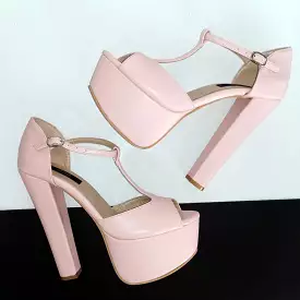 Light Pink Powder Chunky High Heels