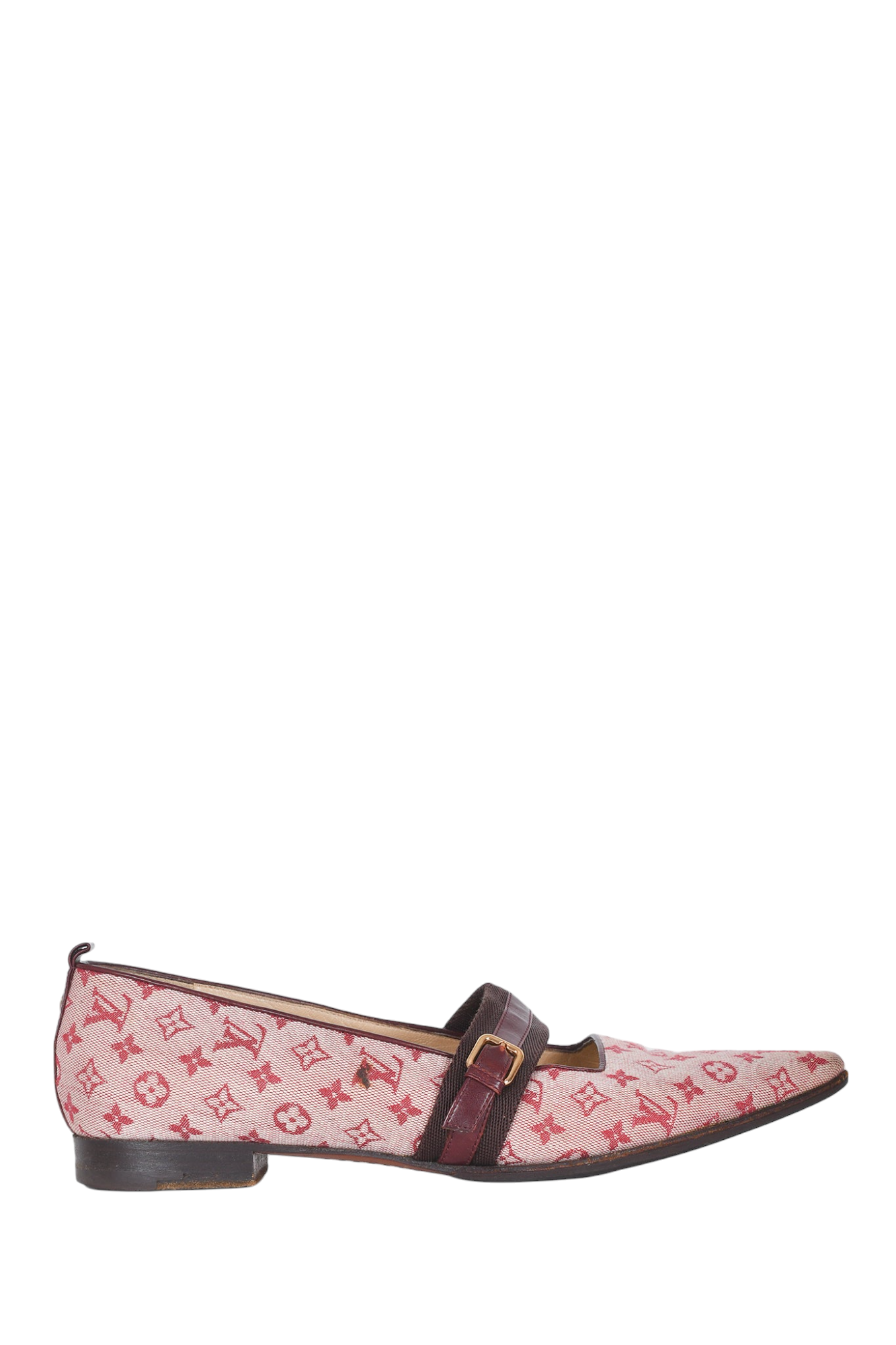 Louis Vuitton Red Monogram Mary Jane Flats Size 37.5