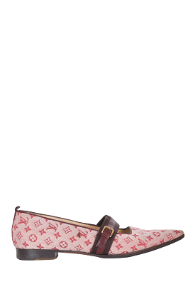 Louis Vuitton Red Monogram Mary Jane Flats Size 37.5