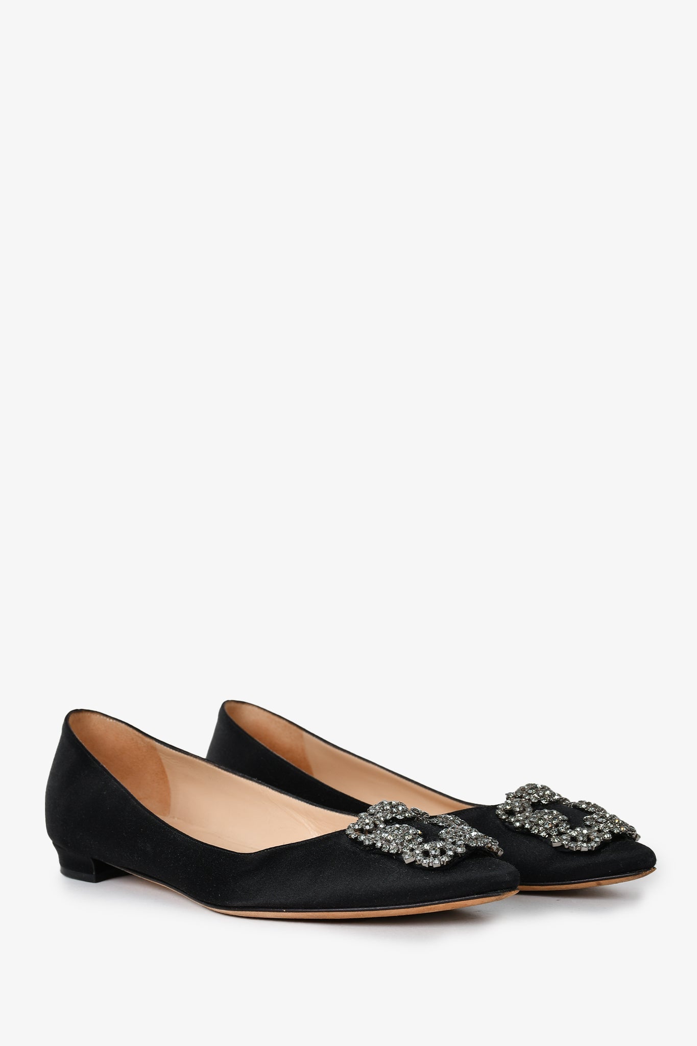 Manolo Blahnik Black Hangisi Flats Size 38.5