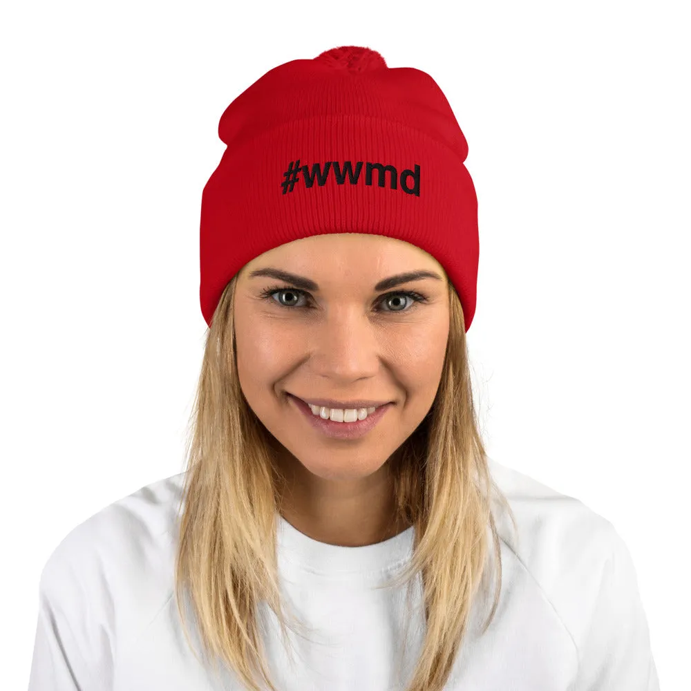 Margo's Collection - #wwmd (what would Margo do) - Black Embroidery - Pom-Pom Beanie - Different hat colors available