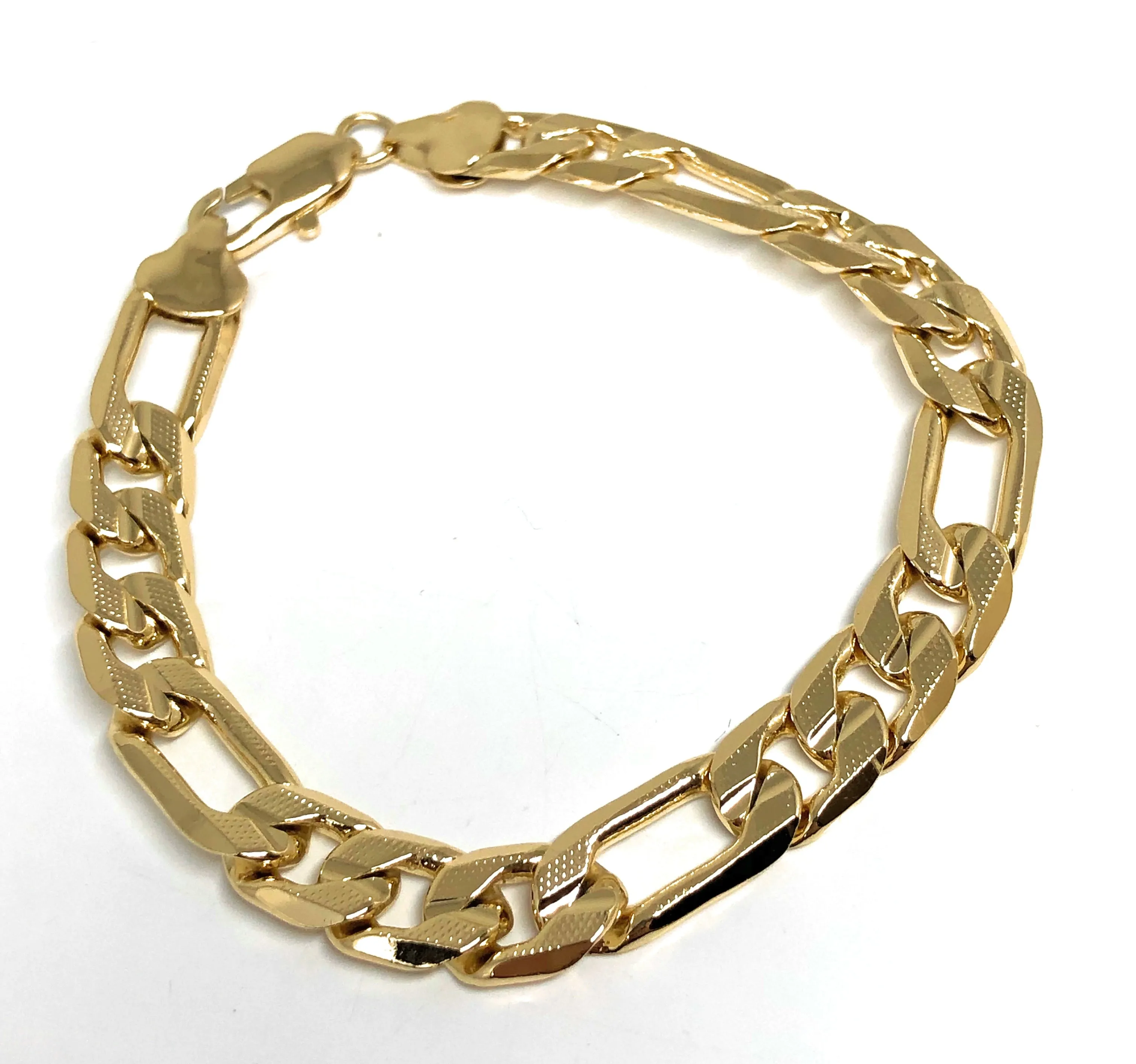 Men’s Gold Plated FIGARO Bracelet 8.5” 7mm Width Esclava