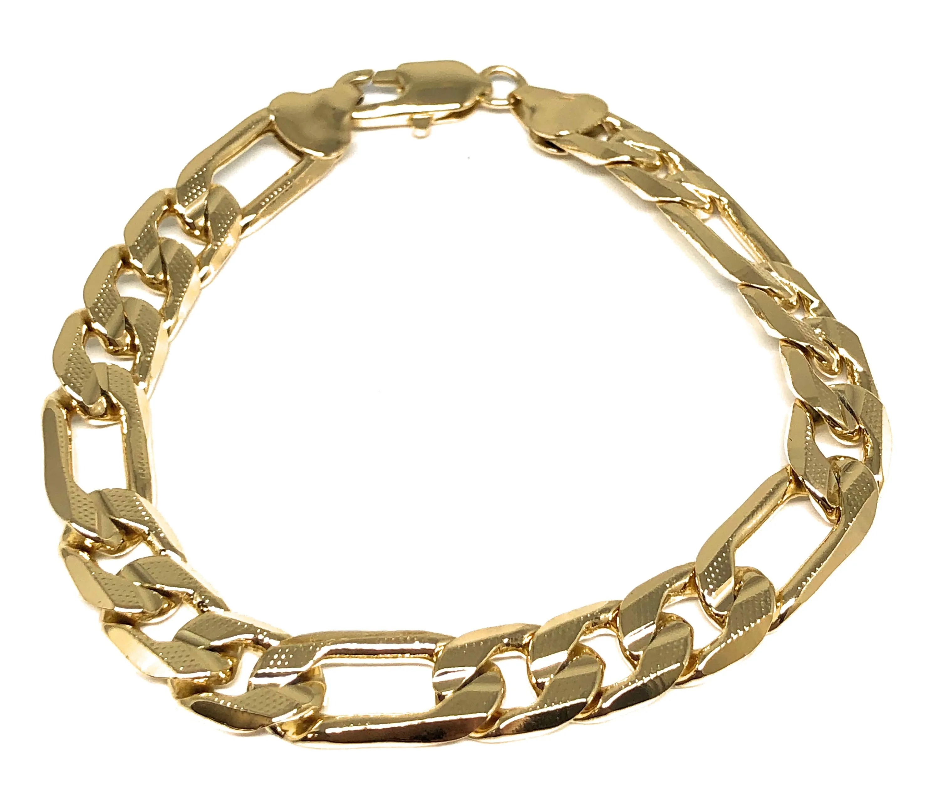 Men’s Gold Plated FIGARO Bracelet 8.5” 7mm Width Esclava