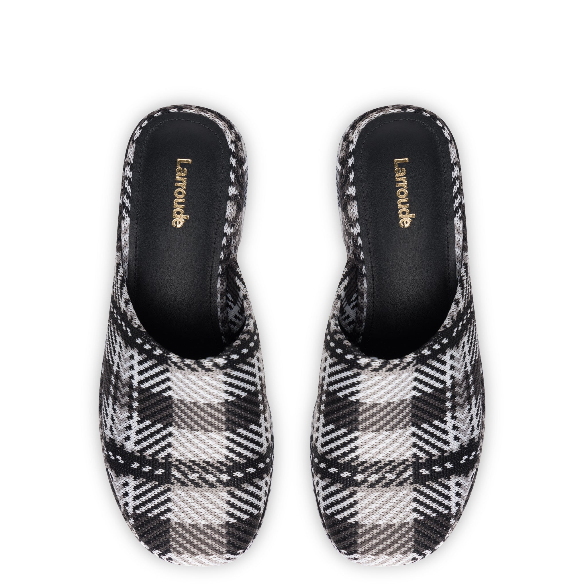 Miso Flatform Clog In Black and White Plaid Knit