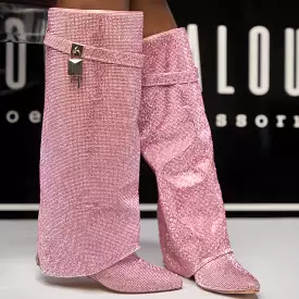 pink rhinestone shark boot - mutto