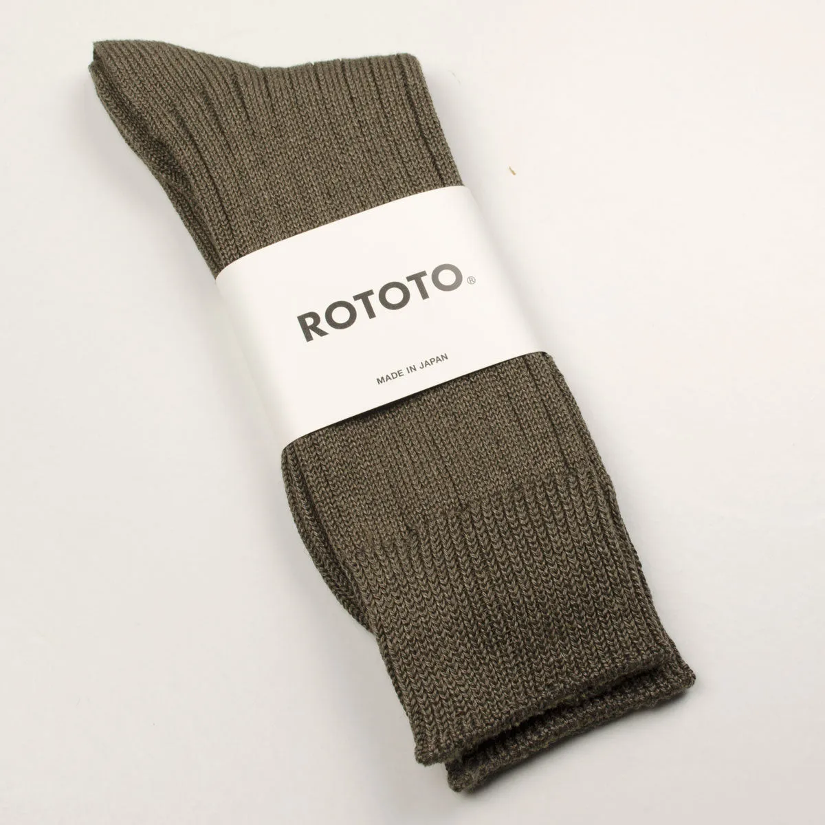 RoToTo - Linen Cotton Rib Crew Socks - Dark Gray