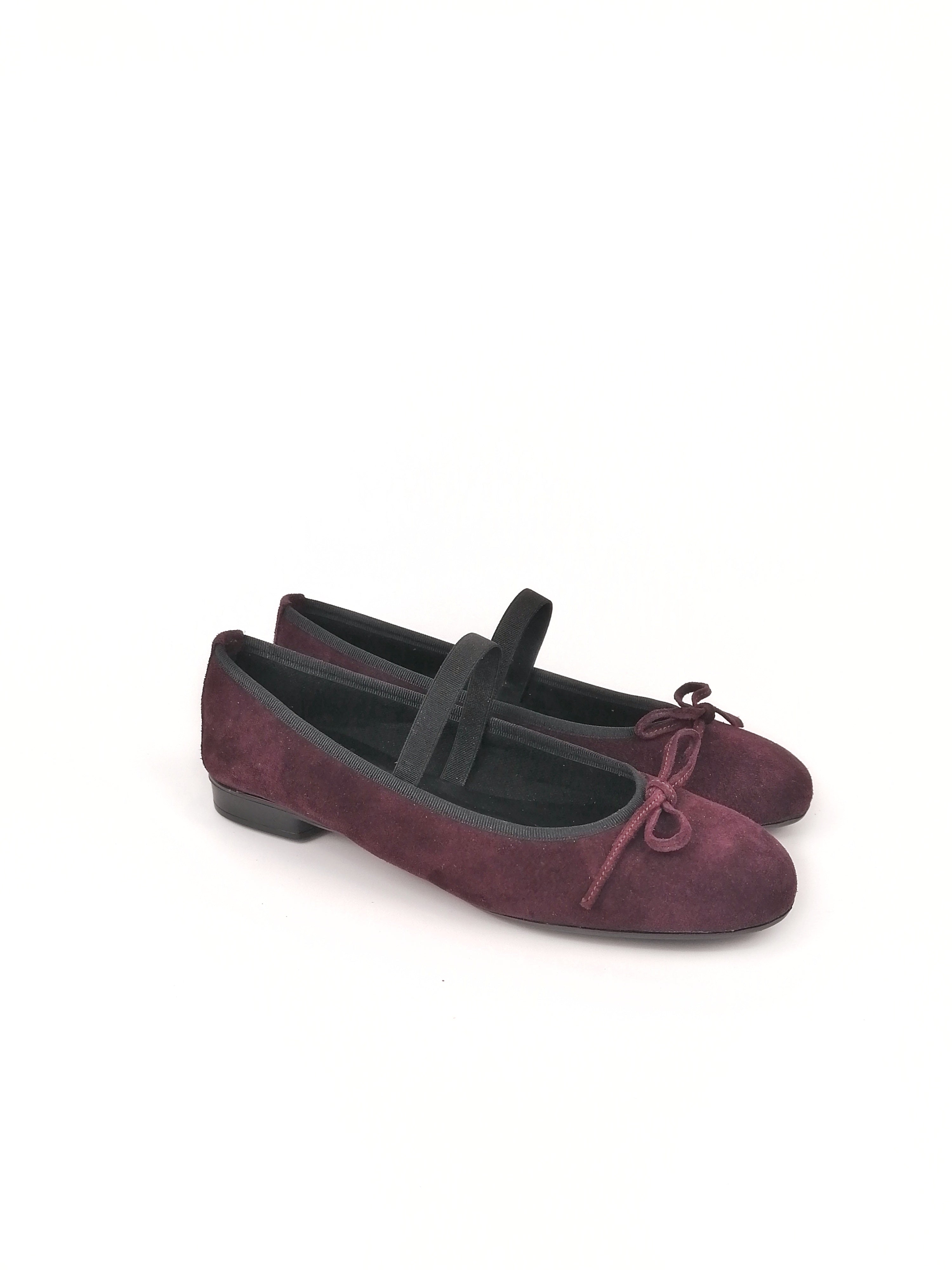 SABRINA BORDEAUX SUEDE LEATHER BALLERINAS