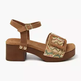 Sienna Suede/Raffia Dames Clogs Multi