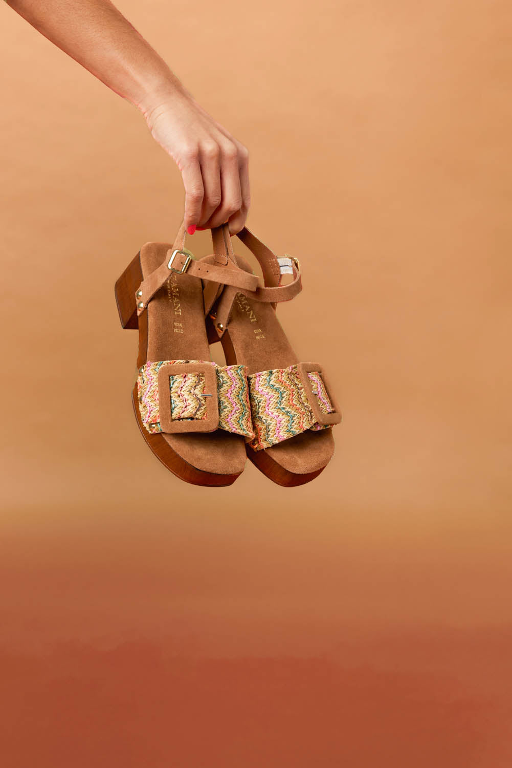 Sienna Suede/Raffia Dames Clogs Multi