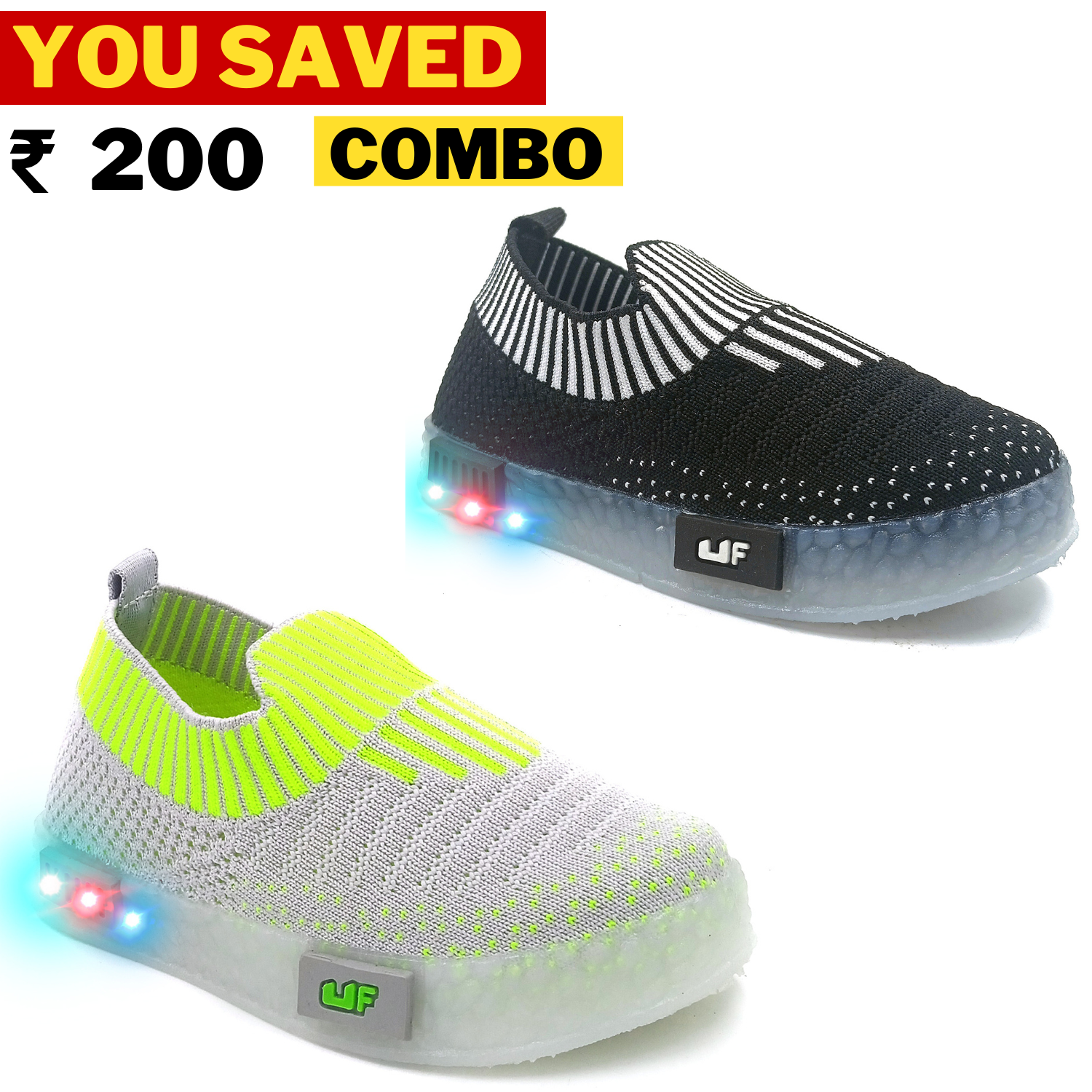 URBANFEET  BREATHABLE SLIP-ON SHOES WITH LED LIGHTS